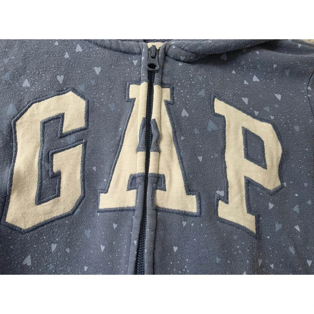 Gap Kids Blue Heart Print Tracksuit Set Zip Hoodie M 8 Joggers L 10 2PC Outfit